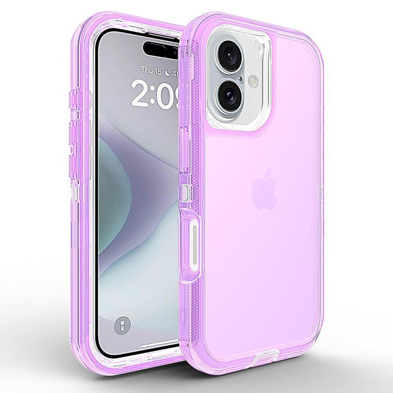 Heavy Duty Clear Transparent Durable 3-Layer Phone Case, Military Grade Drop Protection Shockproof Dropproof Anti-Drop Protective Cover for Iphone 11 12 13 14 15 16 Pro Max