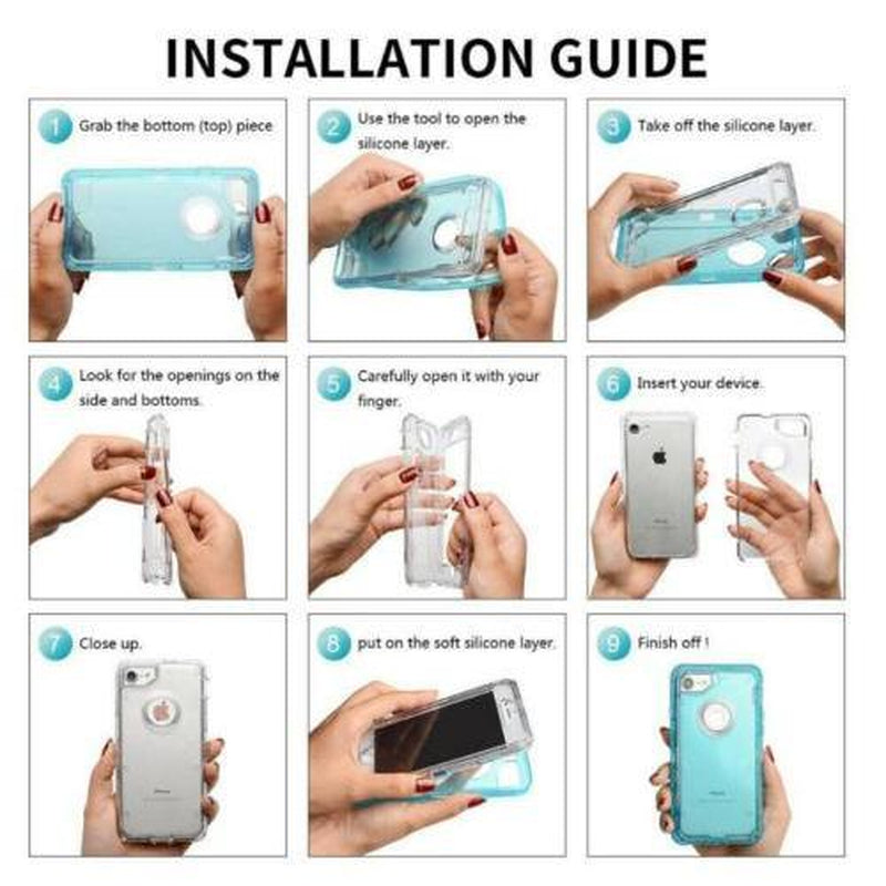 Heavy Duty Clear Transparent Durable 3-Layer Phone Case, Military Grade Drop Protection Shockproof Dropproof Anti-Drop Protective Cover for Iphone 11 12 13 14 15 16 Pro Max
