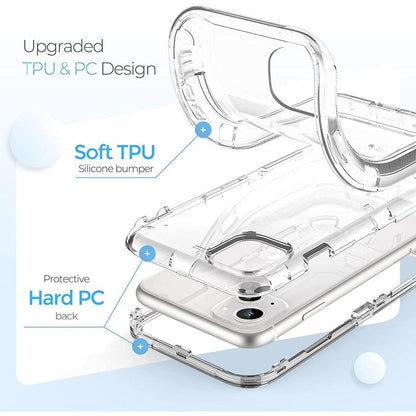 Heavy Duty Clear Transparent Durable 3-Layer Phone Case, Military Grade Drop Protection Shockproof Dropproof Anti-Drop Protective Cover for Iphone 11 12 13 14 15 16 Pro Max