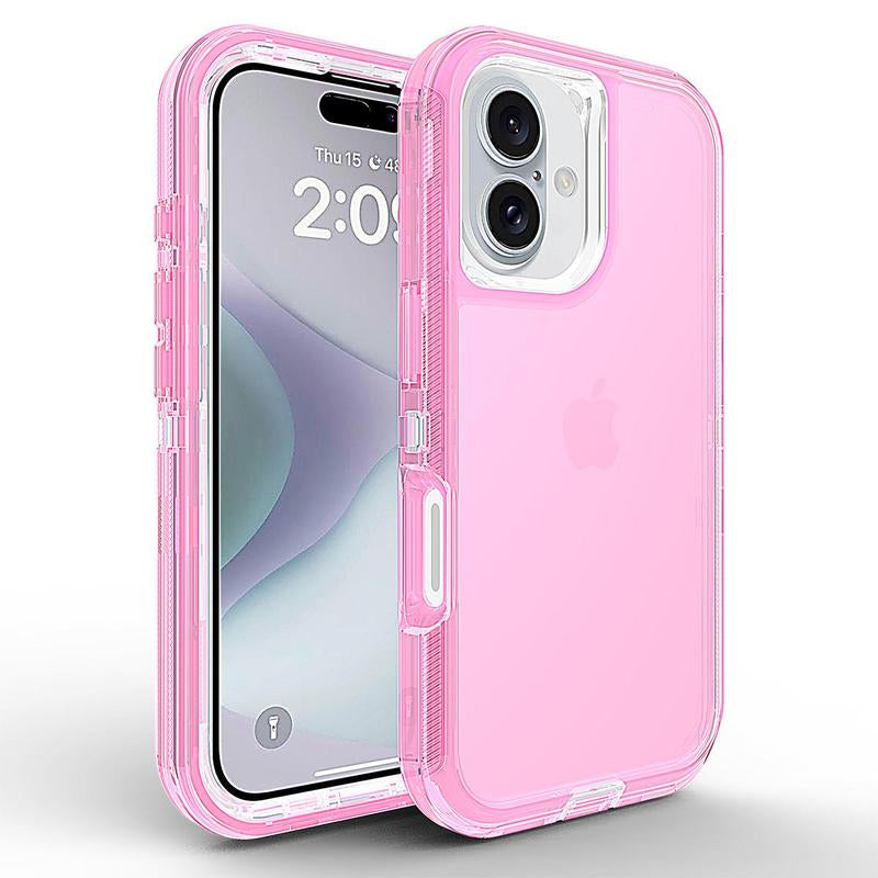 Heavy Duty Clear Transparent Durable 3-Layer Phone Case, Military Grade Drop Protection Shockproof Dropproof Anti-Drop Protective Cover for Iphone 11 12 13 14 15 16 Pro Max