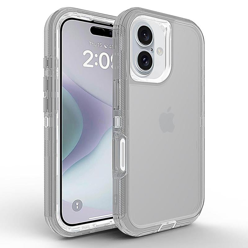Heavy Duty Clear Transparent Durable 3-Layer Phone Case, Military Grade Drop Protection Shockproof Dropproof Anti-Drop Protective Cover for Iphone 11 12 13 14 15 16 Pro Max
