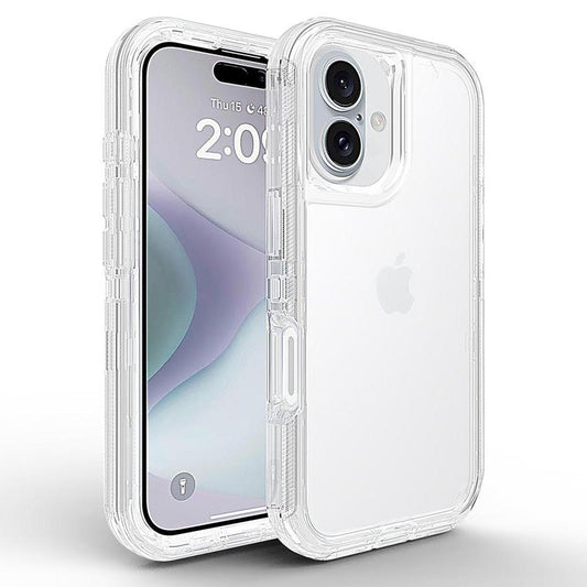 Heavy Duty Clear Transparent Durable 3-Layer Phone Case, Military Grade Drop Protection Shockproof Dropproof Anti-Drop Protective Cover for Iphone 11 12 13 14 15 16 Pro Max